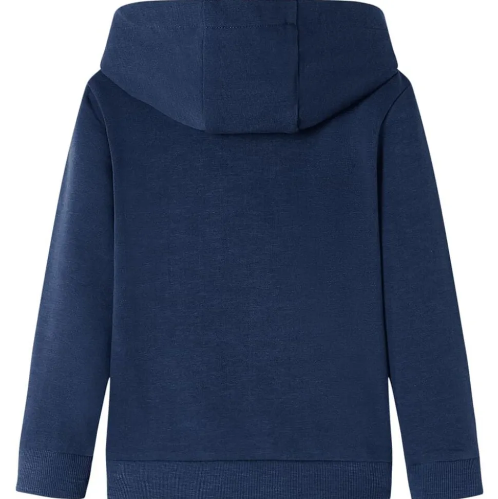Barnhoodie blå melange och orange 92
