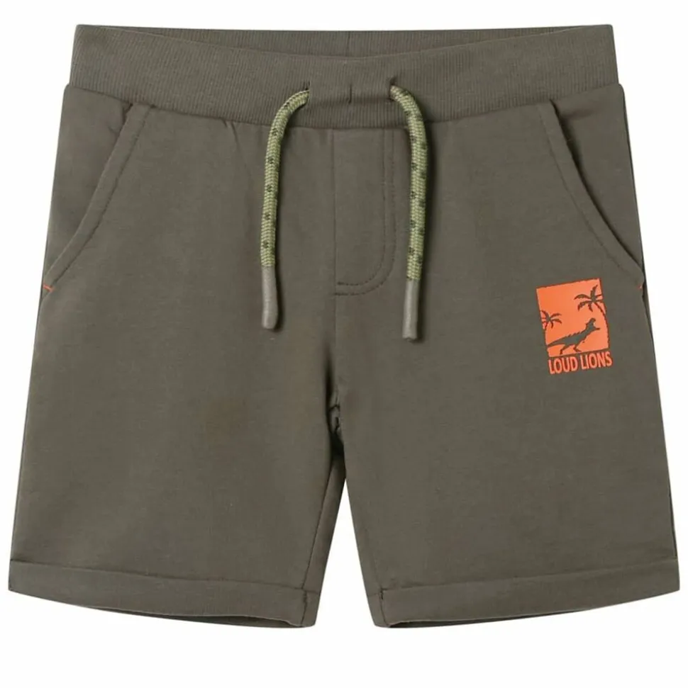Barnshorts med snöre mörk khaki 116