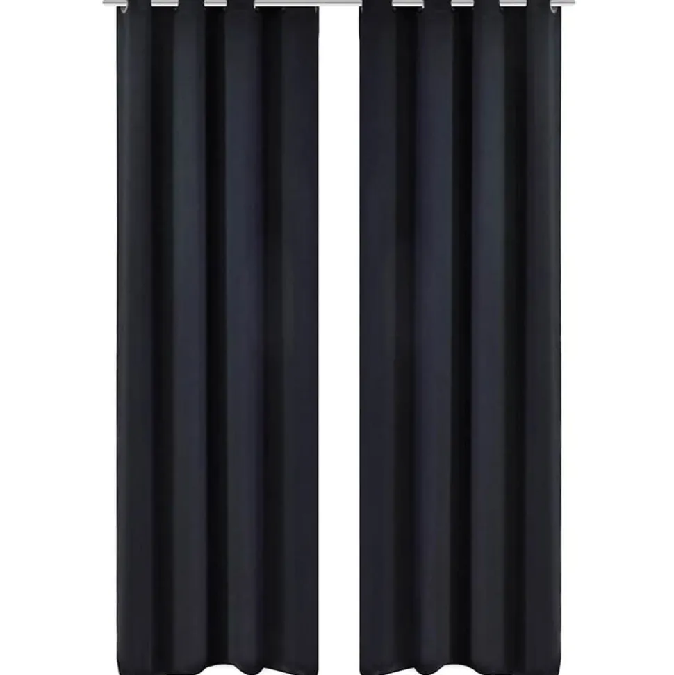 2-pack svarta mörkläggningsgardiner med metallringar 135 x 245 cm