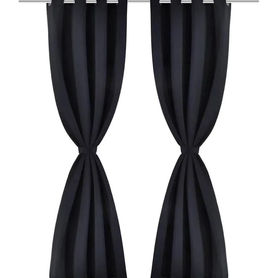 2-pack svarta mörkläggningsgardiner med metallringar 135 x 245 cm