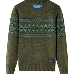 Stickad tröja för barn khaki 92