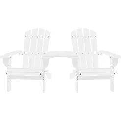 vidaXL Adirondackstolar med bord massivt granträ vit