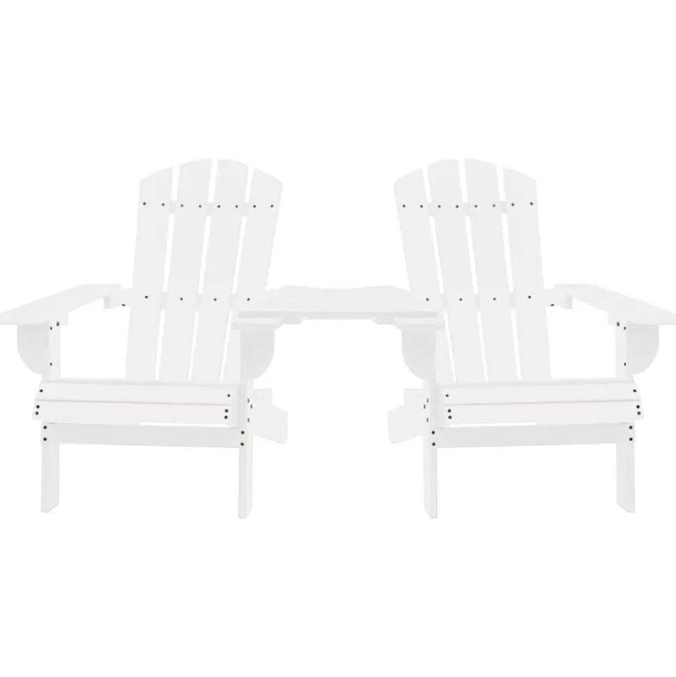 vidaXL Adirondackstolar med bord massivt granträ vit