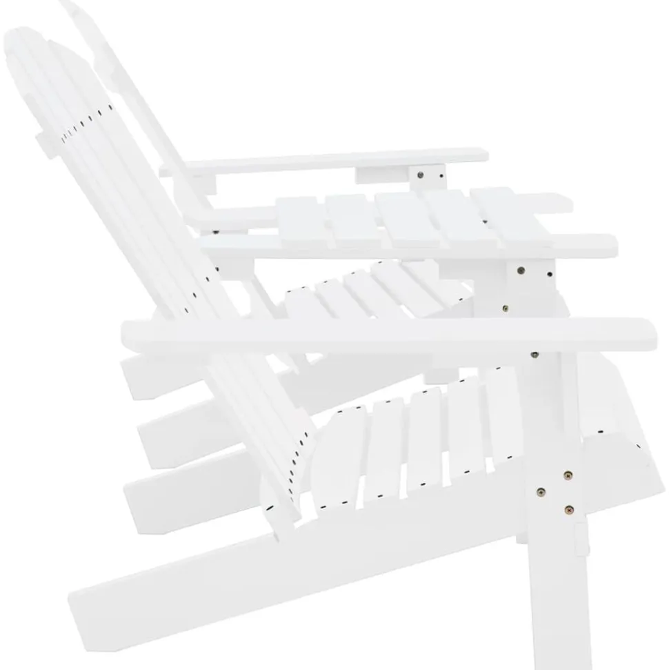 vidaXL Adirondackstolar med bord massivt granträ vit