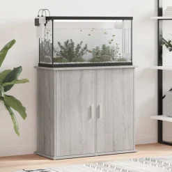 vidaXL Akvariebänk grå sonoma 81x36x73 cm konstruerat trä