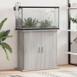 vidaXL Akvariebänk grå sonoma 81x36x73 cm konstruerat trä