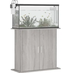 vidaXL Akvariebänk grå sonoma 81x36x73 cm konstruerat trä