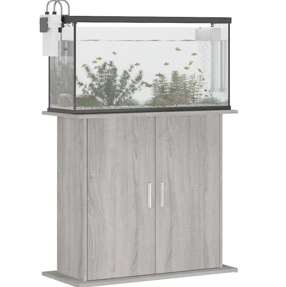 vidaXL Akvariebänk grå sonoma 81x36x73 cm konstruerat trä