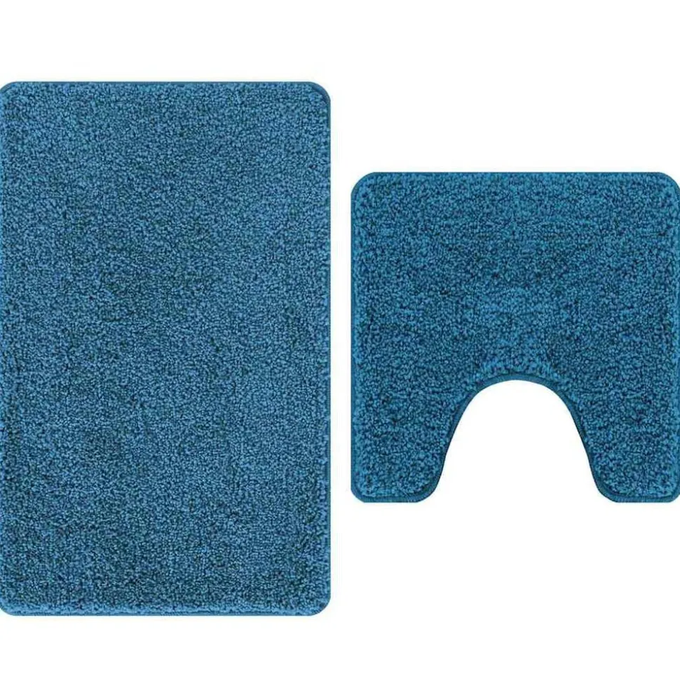 vidaXL Antisklid badmatta set 2 pcs Blå PP