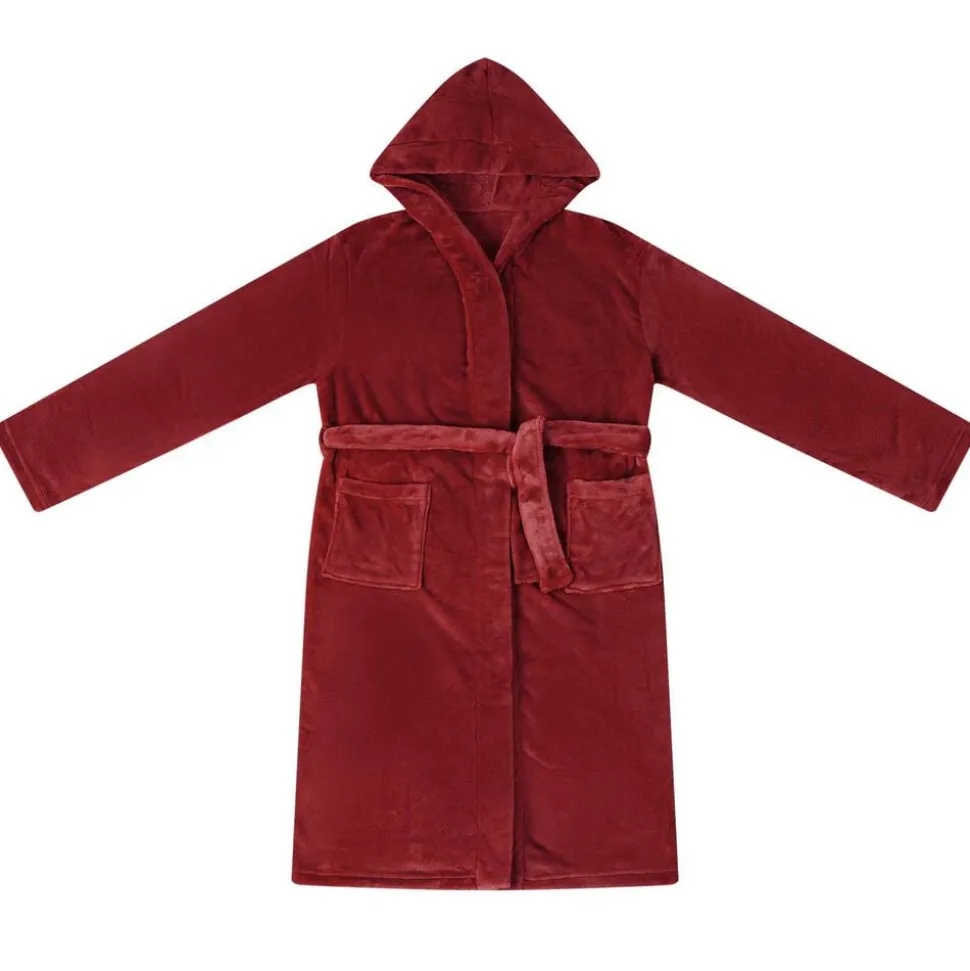vidaXL Badräkt Hoodie Bordeaux Röd s Flanell