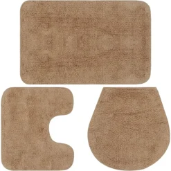 vidaXL Badrumsmattor 3 st tyg beige