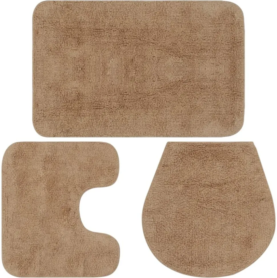 vidaXL Badrumsmattor 3 st tyg beige