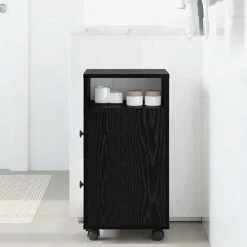 vidaXL Badrumsmöbelset Svart Ek 33 x 23 x 65 cm Konstruerat trä