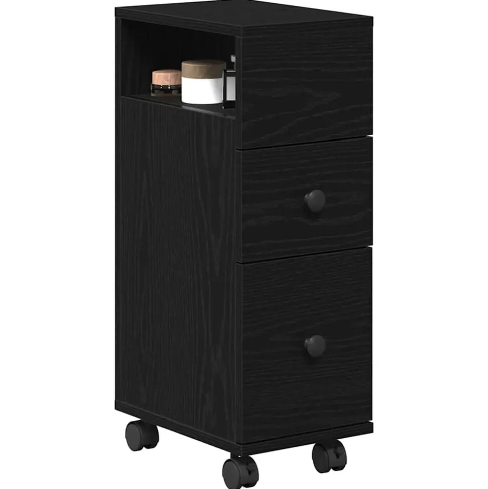 vidaXL Badrumsmöbelset Svart Ek 33 x 23 x 65 cm Konstruerat trä