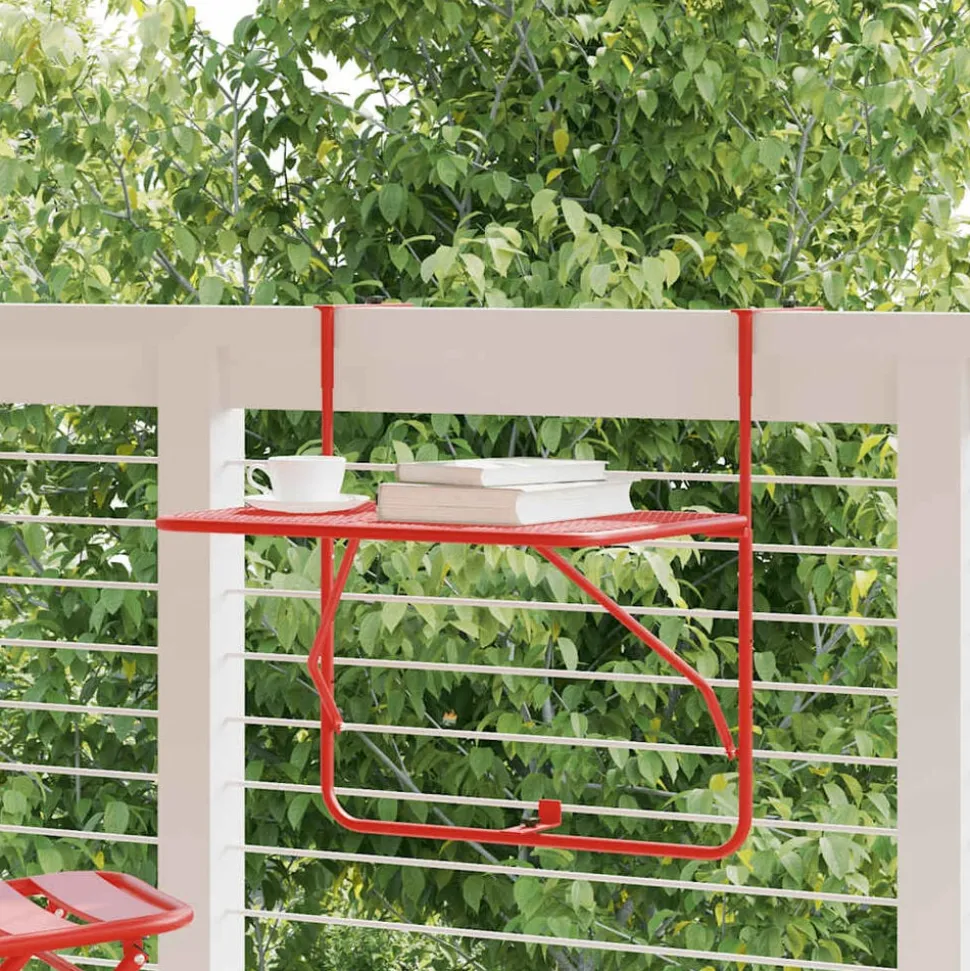 vidaXL Balkongbord röd 60x40 cm stål