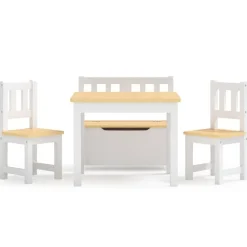 vidaXL Barnbord och stolar 4 delar vit och beige MDF