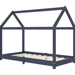 vidaXL Barnsäng grå massiv furu 70x140 cm