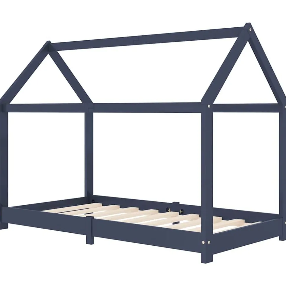 vidaXL Barnsäng grå massiv furu 70x140 cm