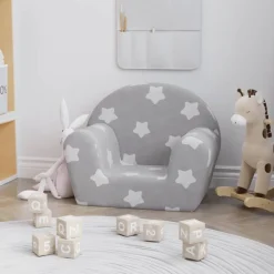 vidaXL Barnsoffa ljusgrå med stjärnor mjuk plysch