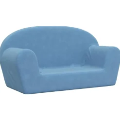 vidaXL Barnsoffa 2-sits blå mjuk plysch