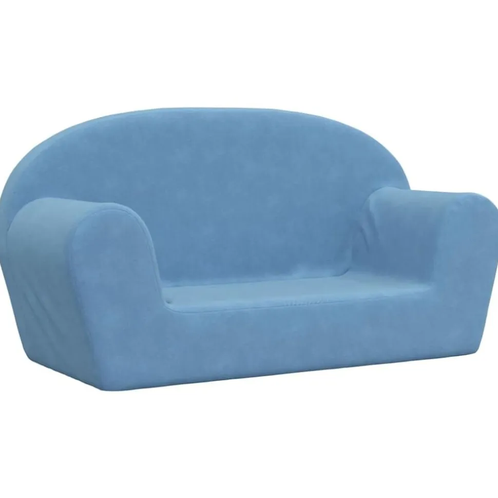 vidaXL Barnsoffa 2-sits blå mjuk plysch