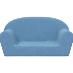 vidaXL Barnsoffa 2-sits blå mjuk plysch