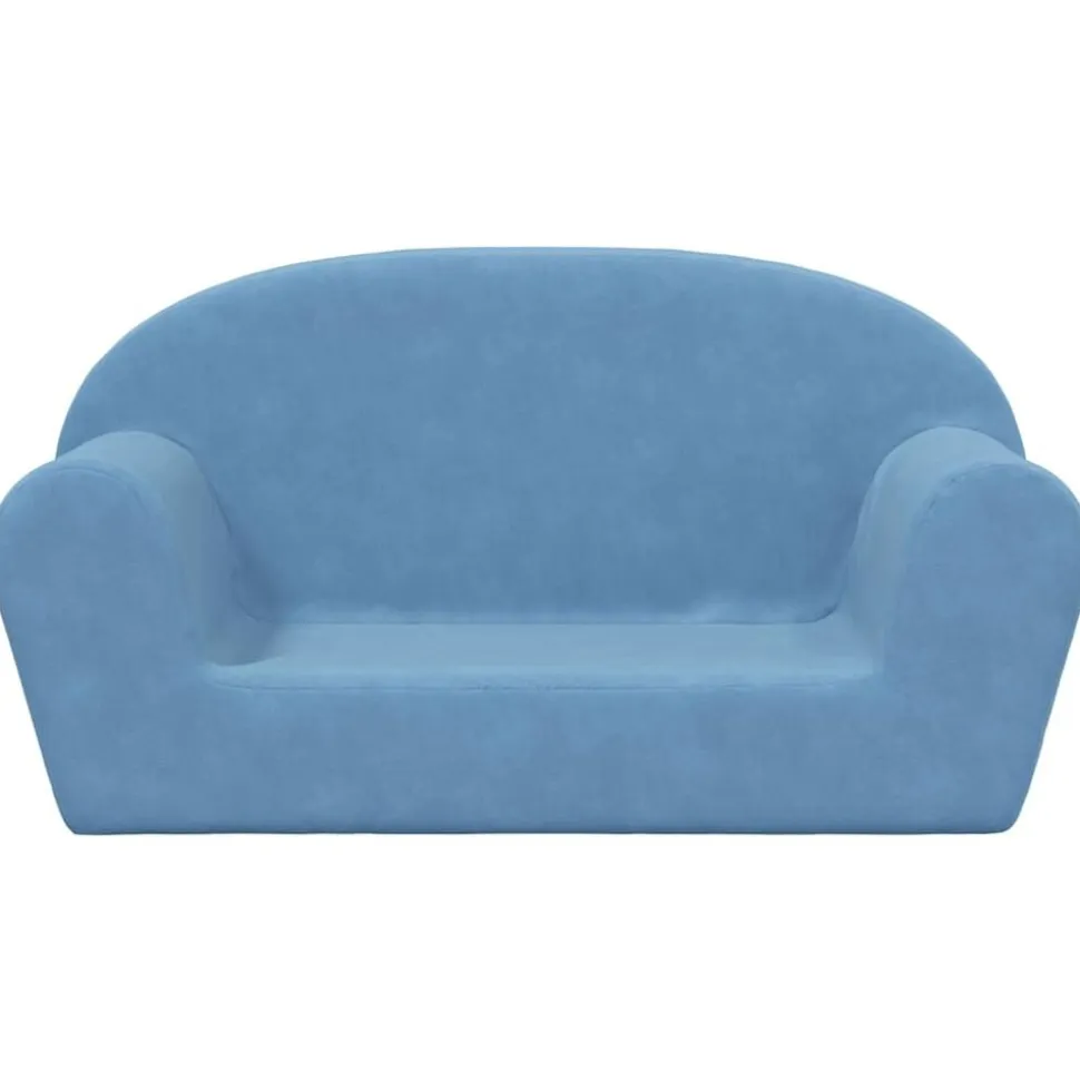 vidaXL Barnsoffa 2-sits blå mjuk plysch