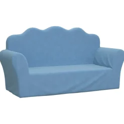 vidaXL Barnsoffa 2-sits blå mjuk plysch