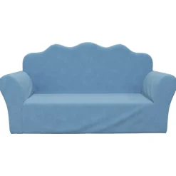 vidaXL Barnsoffa 2-sits blå mjuk plysch