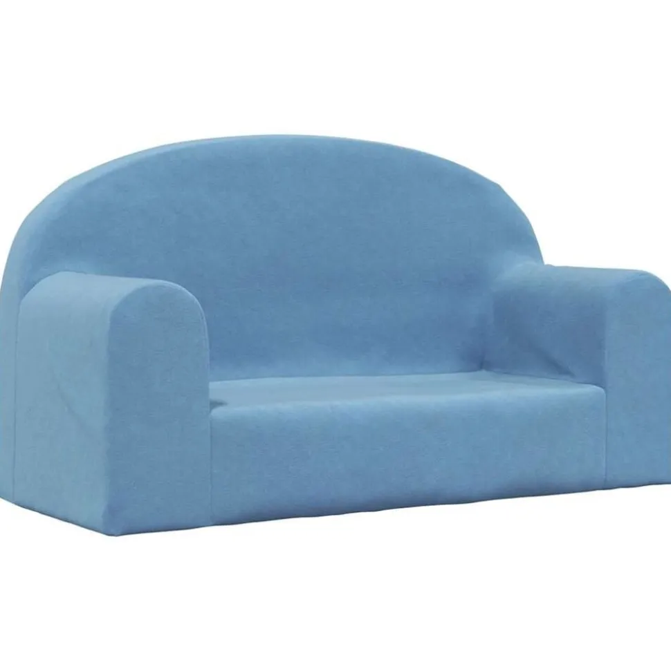vidaXL Barnsoffa 2-sits blå mjuk plysch