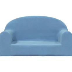 vidaXL Barnsoffa 2-sits blå mjuk plysch