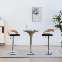 vidaXL Barstolar 2 st svart konstläder och böjträ