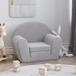 vidaXL Bäddsoffa för barn ljusgrå mjuk plysch