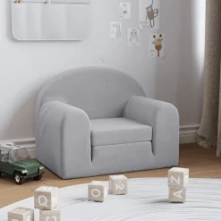 vidaXL Bäddsoffa för barn ljusgrå mjuk plysch
