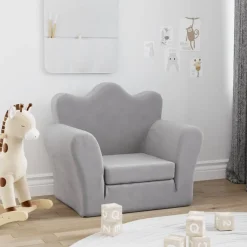 vidaXL Bäddsoffa för barn ljusgrå mjuk plysch
