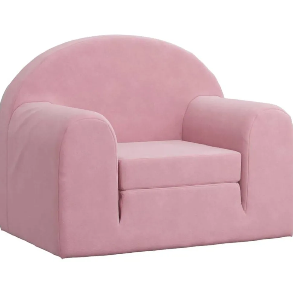 vidaXL Bäddsoffa för barn rosa mjuk plysch
