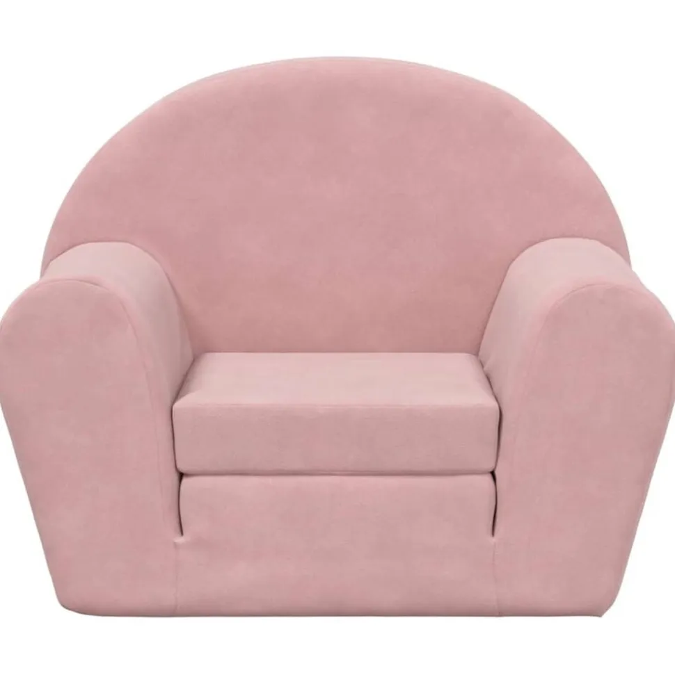 vidaXL Bäddsoffa för barn rosa mjuk plysch