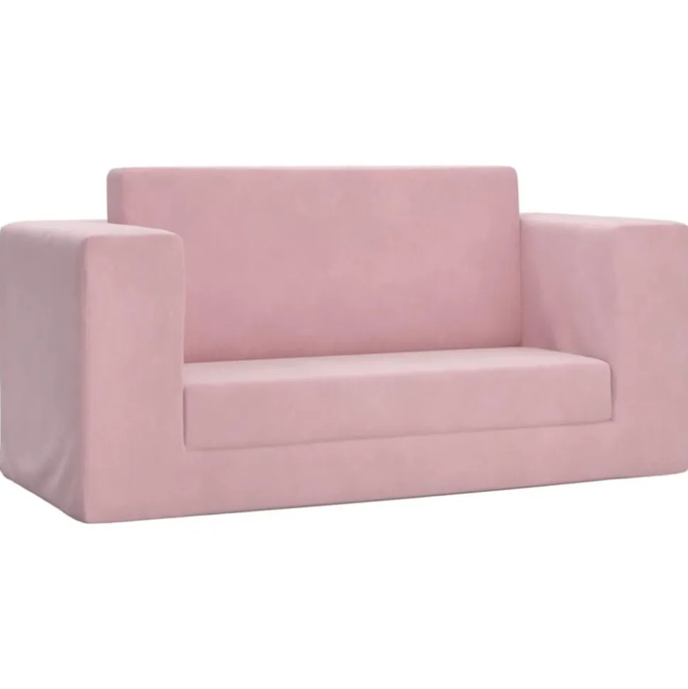 vidaXL Bäddsoffa för barn 2-sits rosa mjuk plysch