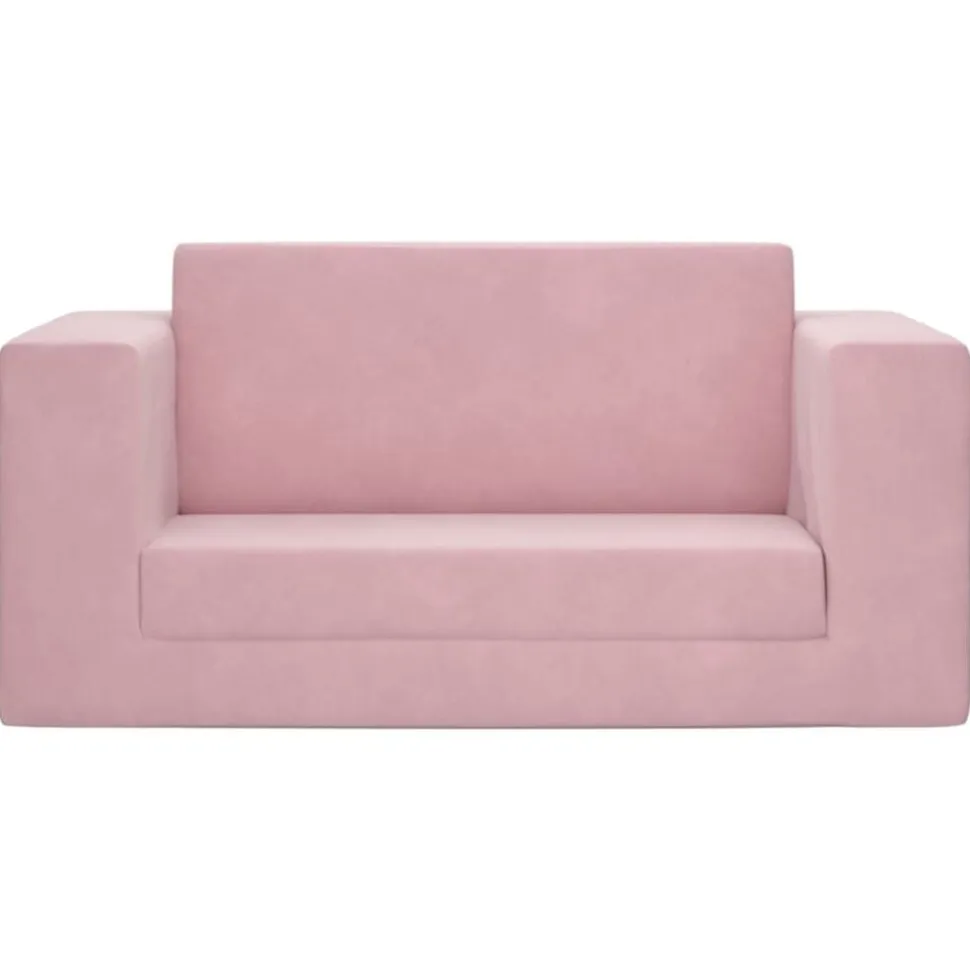 vidaXL Bäddsoffa för barn 2-sits rosa mjuk plysch