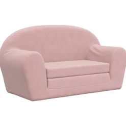 vidaXL Bäddsoffa för barn 2-sits rosa mjuk plysch