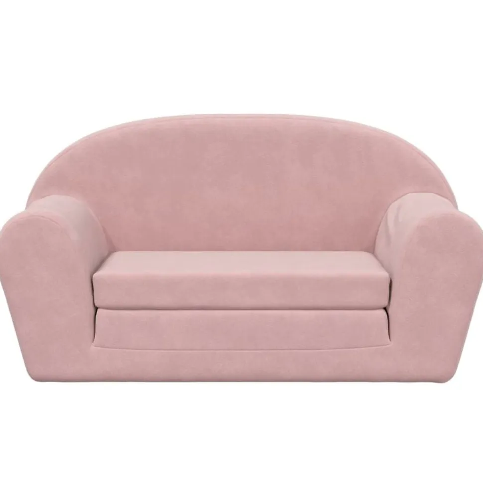 vidaXL Bäddsoffa för barn 2-sits rosa mjuk plysch