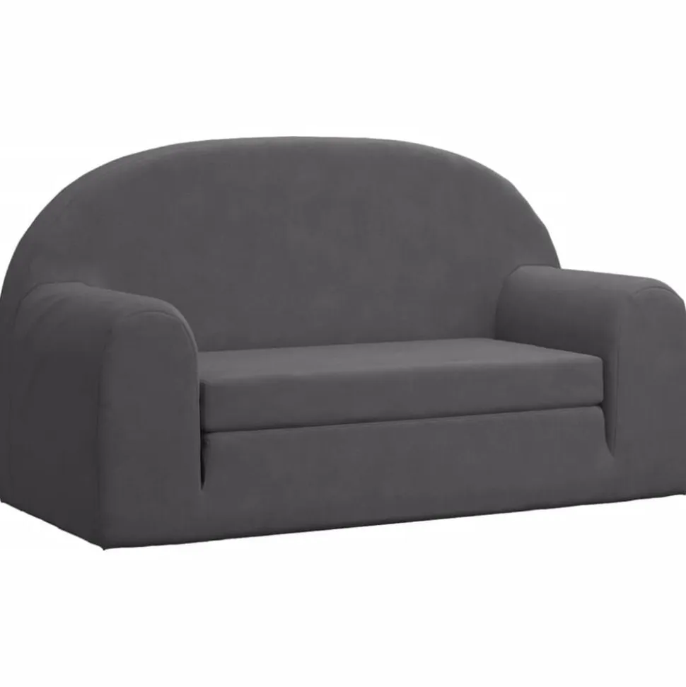 vidaXL Bäddsoffa för barn 2-sits antracit mjuk plysch