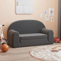 vidaXL Bäddsoffa för barn 2-sits antracit mjuk plysch