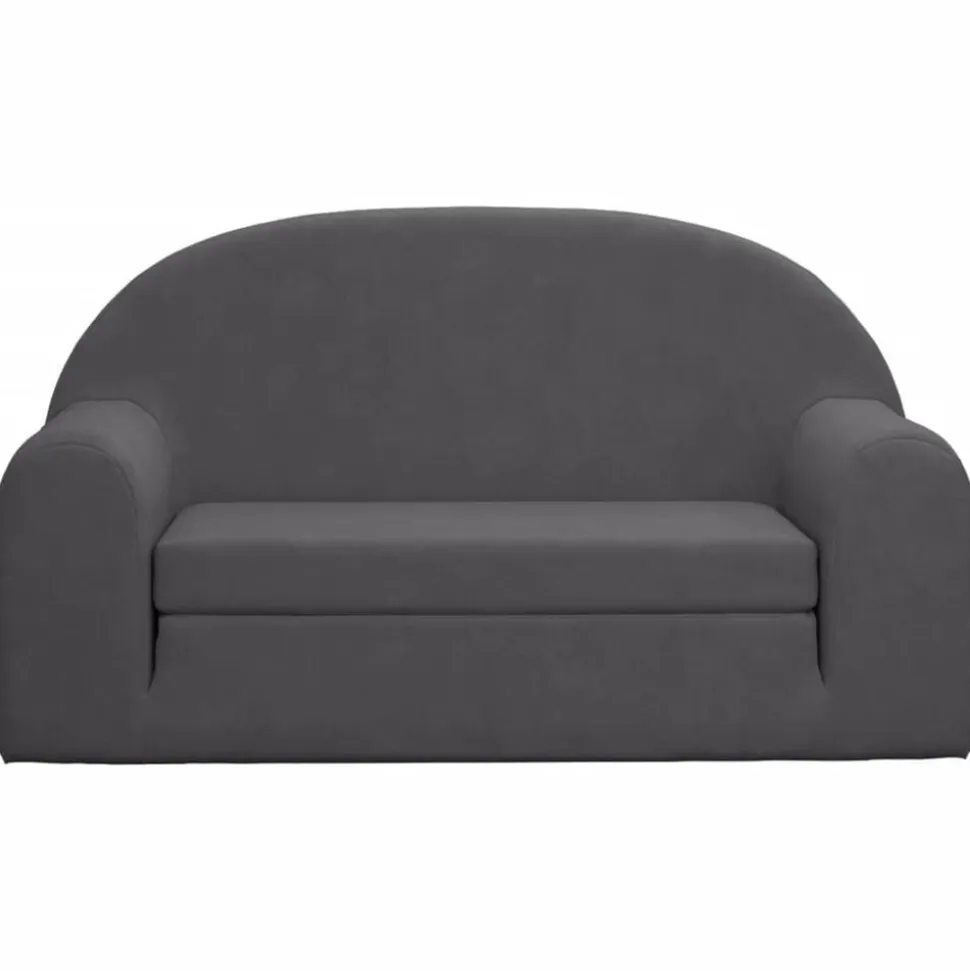 vidaXL Bäddsoffa för barn 2-sits antracit mjuk plysch