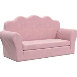 vidaXL Bäddsoffa för barn 2-sits rosa mjuk plysch