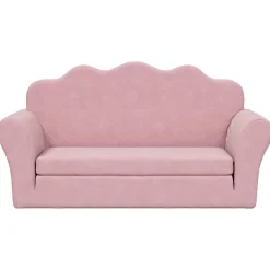vidaXL Bäddsoffa för barn 2-sits rosa mjuk plysch