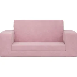vidaXL Bäddsoffa för barn 2-sits rosa mjuk plysch