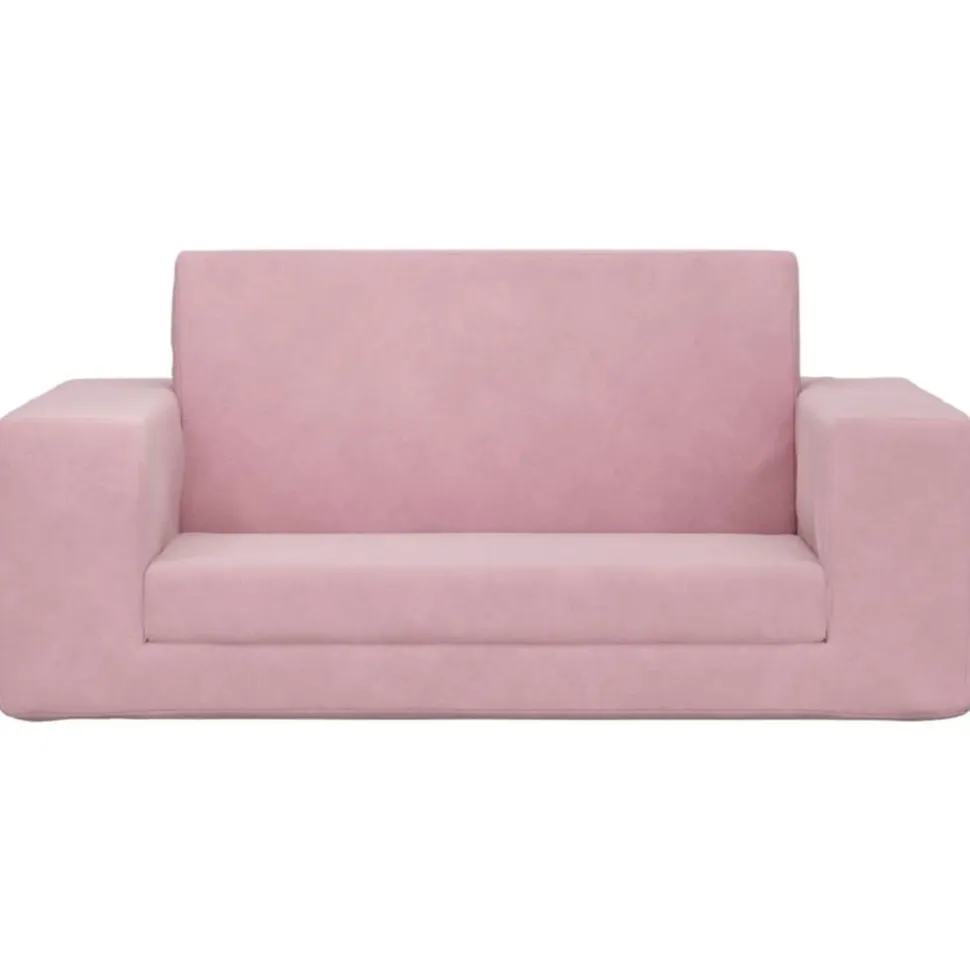 vidaXL Bäddsoffa för barn 2-sits rosa mjuk plysch