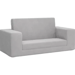 vidaXL Bäddsoffa för barn 2-sits ljusgrå mjuk plysch