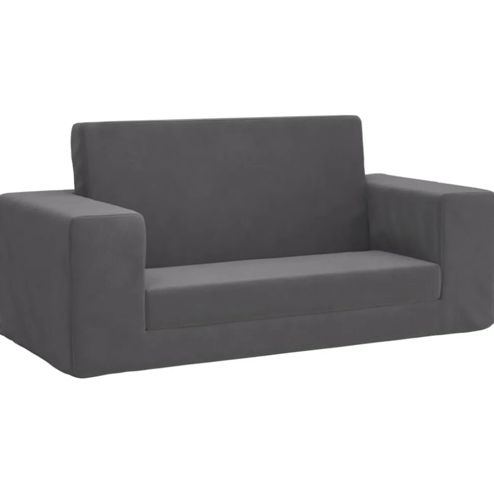 vidaXL Bäddsoffa för barn 2-sits antracit mjuk plysch